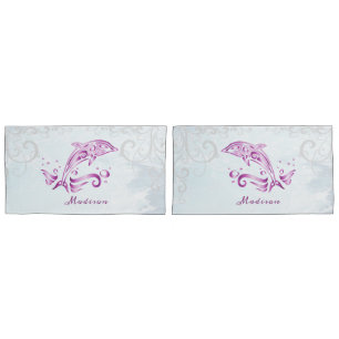 Magenta Dolphin Personalized Pillow Case
