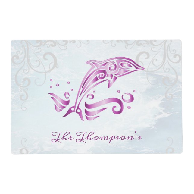 Magenta Dolphin Personalized Placemat (Front)