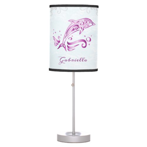 Magenta Dolphin Personalized Table Lamp