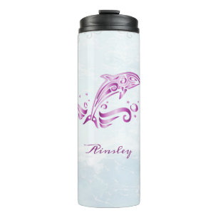 Magenta Dolphin Personalized Thermal Tumbler