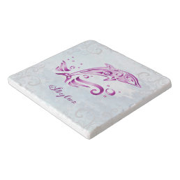 Magenta Dolphin Personalized Trivet