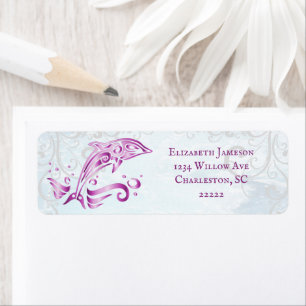 Magenta Dolphin Return Address Label