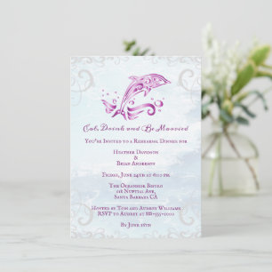Magenta Dolphin Wedding Rehearsal Dinner Invitation