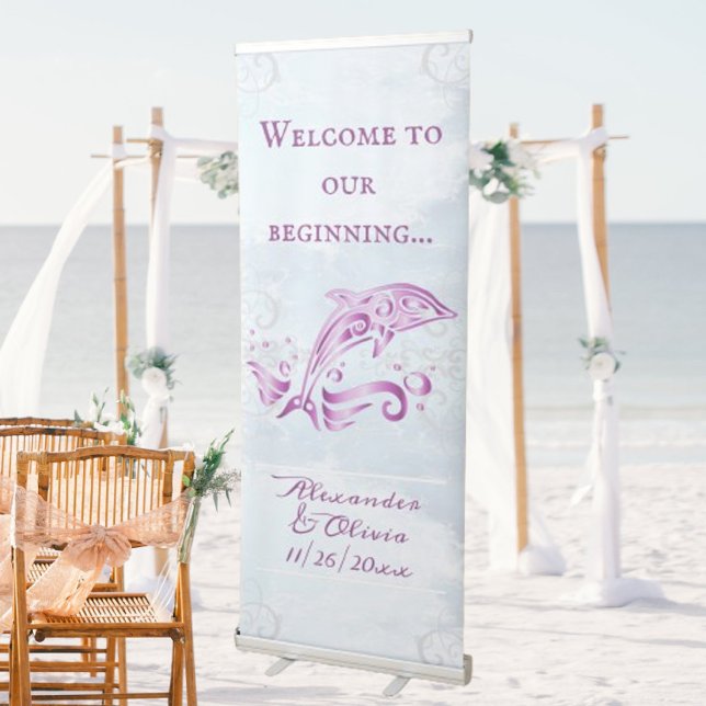 Magenta Dolphin Wedding Welcome Banner (Magenta Dolphin Wedding Welcome Banner)