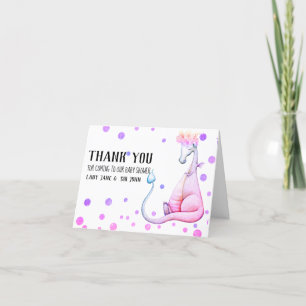*~* Magenta Dragon Baby Girl Baby Shower Thank You Card