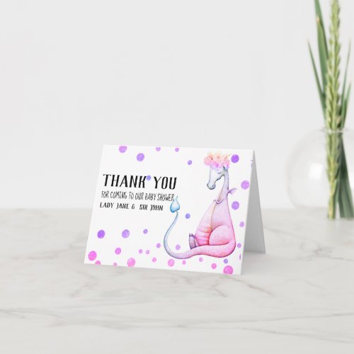*~* Magenta Dragon Baby Girl Baby Shower Thank You Card
