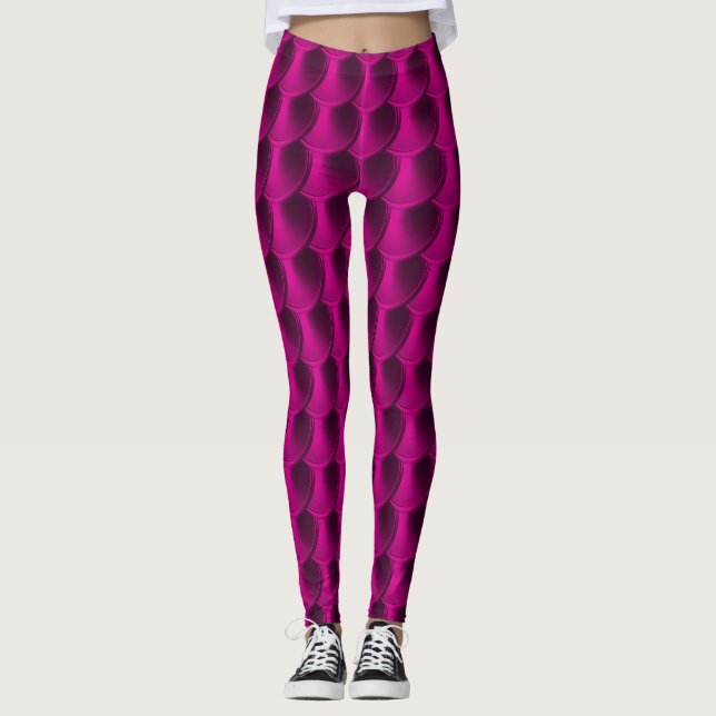 Magenta Dragon Scale Cosplay Leggings (Front)