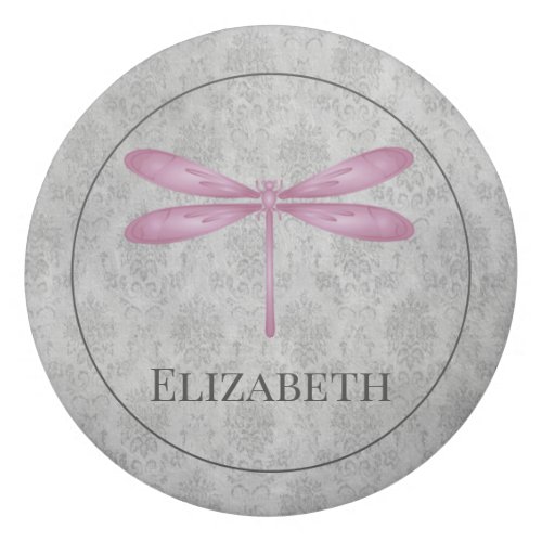 Magenta Dragonfly Damask Eraser