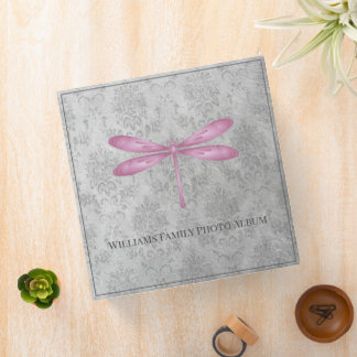 Magenta Dragonfly Damask Family Photo Album 3 Ring Binder