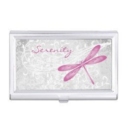 Magenta Dragonfly Personalized Business Card Case