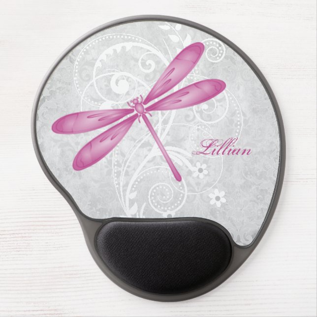 Magenta Dragonfly Personalized Gel Mouse Pad (Front)