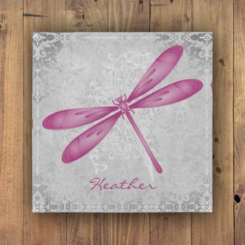 Magenta Dragonfly Personalized Paperweight