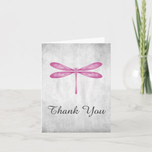 Magenta Dragonfly Thank You Card