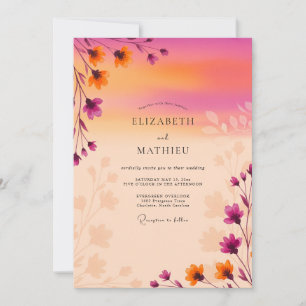 Magenta Dreamy Sunset Wedding Invitation