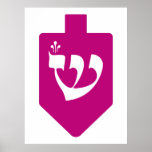 Magenta Dreidel for Chanukah with Letter Shin Poster<br><div class="desc">Magenta dreidel with the Hebrew letter shin for the celebrations of the Jewish holiday of Hanukkah. Traditionally, during the holiday of Chanukah, children (and often adults) play a safe-hazard game with a dreidel (or sevivon in modern Hebrew). On the four walls there are the Hebrew letters Nun, Gimmel, Hey, and...</div>