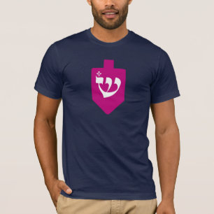 Magenta Dreidel Hebrew Letter Shin Hanukkah T-Shirt