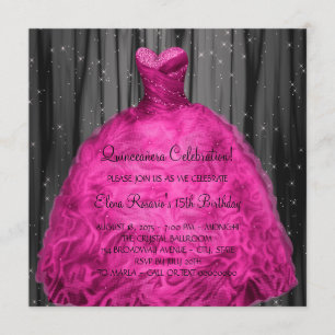 Magenta Dress Quinceanera Invitation