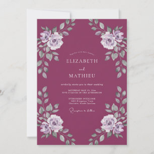 Magenta Dusty Rose Wedding Invitation