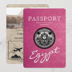 Magenta Egypt Passport Wedding Invitation