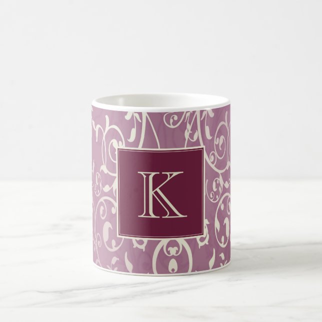 Magenta Elegant Flourish Monogram Mug (Center)