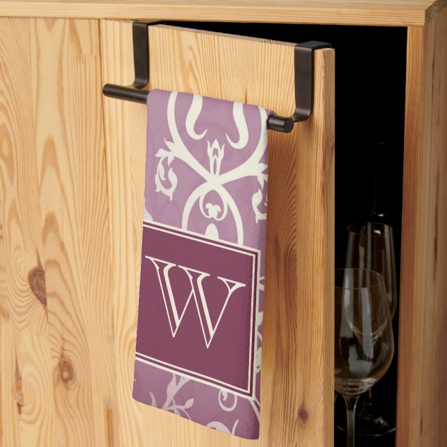 Magenta Elegant Flourish Monogram Towel (Thirds Fold)