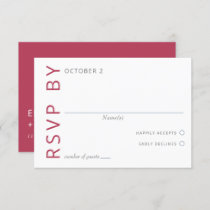 Magenta  Elegant Modern Minimalist Wedding RSVP Card