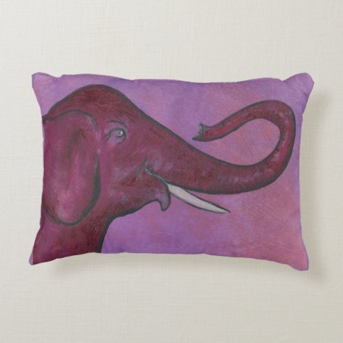 Magenta Elephant Accent Pillow