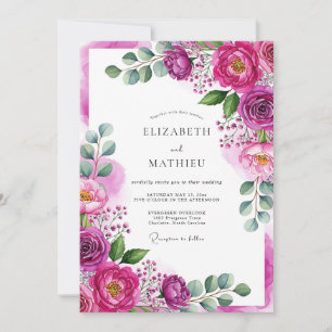 Magenta Ethereal Bloom Wedding Invitation