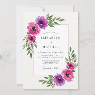 Magenta Ethereal Flourish Wedding Invitation