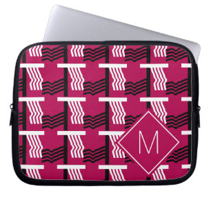 Magenta Ethnic Geometric Monogram Laptop Sleeve