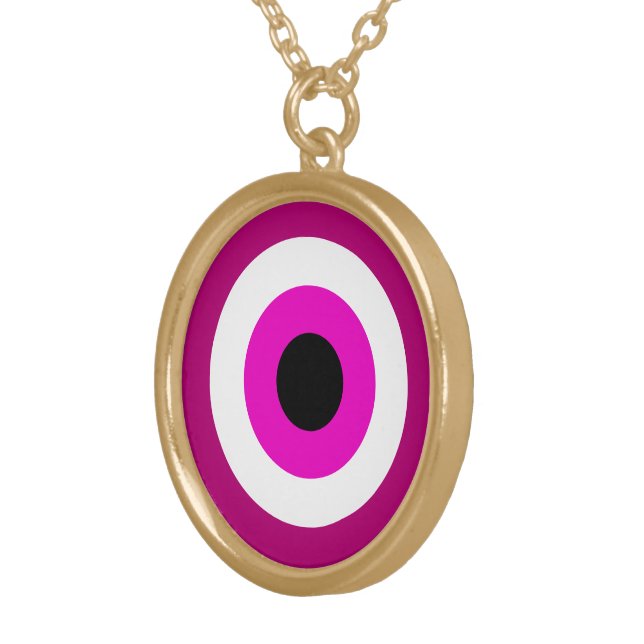 Magenta Evil Eye Gold Plated Necklace | Zazzle
