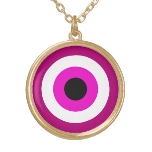 Magenta Evil Eye Gold Plated Necklace