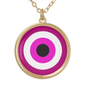 Magenta Evil Eye Gold Plated Necklace by NerdyChick at Zazzle