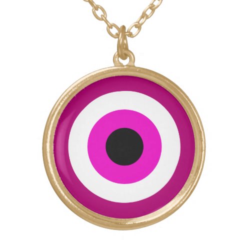 Magenta Evil Eye Gold Plated Necklace
