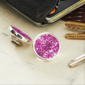 Magenta Faux Diamonds Glitter Lapel Pin