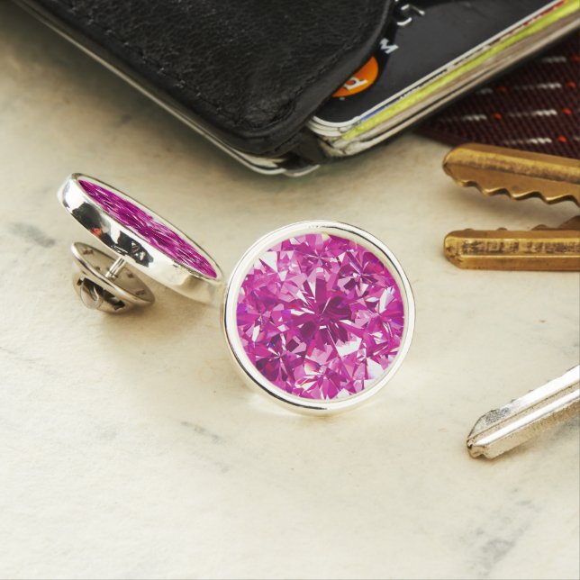 Magenta Faux Diamonds Glitter Lapel Pin (In Situ)