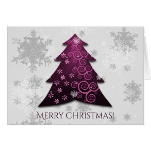 Magenta Festive Christmas Tree Greeting Card