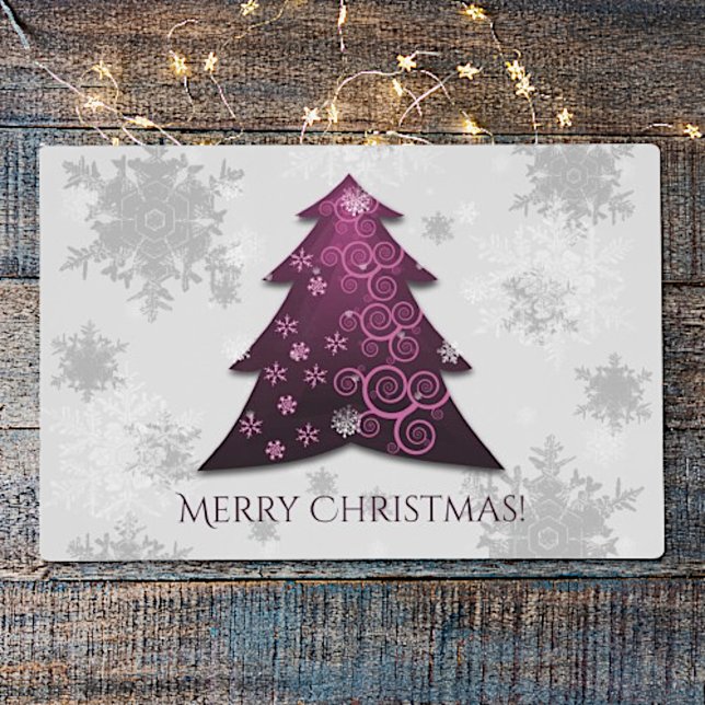 Magenta Festive Christmas Tree Laminated Placemat (Magenta Festive Christmas Tree Placemat)