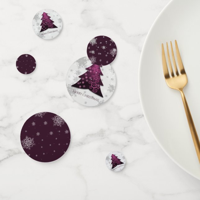Magenta Festive Christmas Tree Table Confetti (Group)