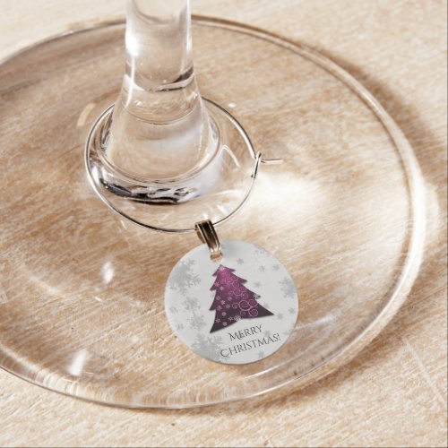 Magenta Festive Christmas Tree Wine Charm