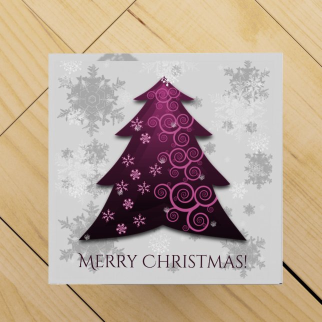 Magenta Festive Christmas Tree Wine Gift Box (Top)