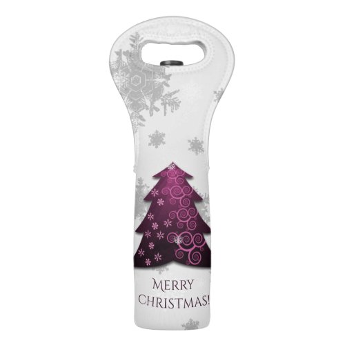 Magenta Festive Christmas Tree Wine Tote