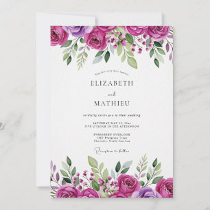 Magenta Floral Bloom Wedding Invitation