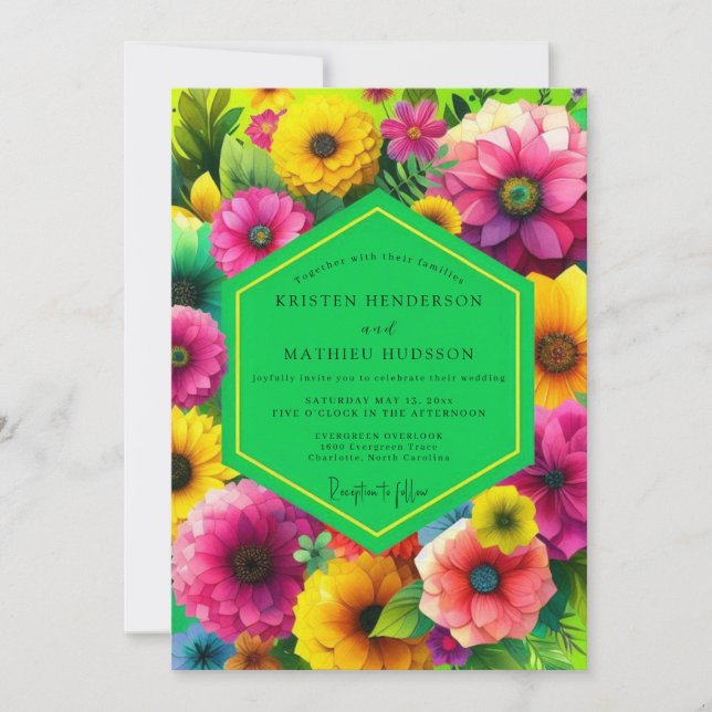 Magenta Floral Bloom Wedding Invitation (Front)