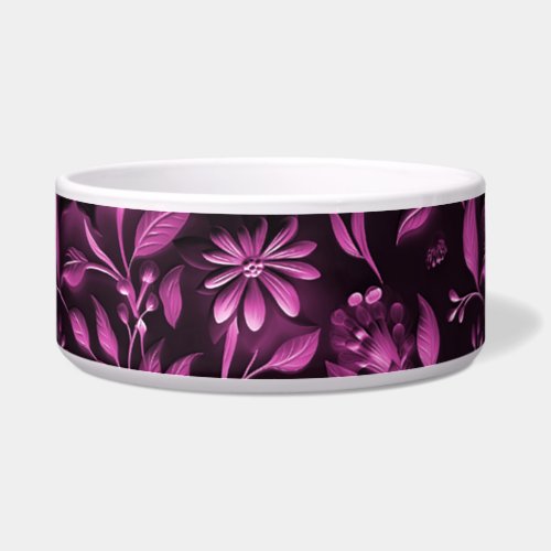 Magenta Floral Ceramic Pet Bowl