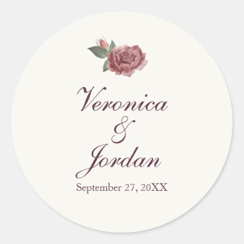 Magenta Floral Custom Wedding Stickers