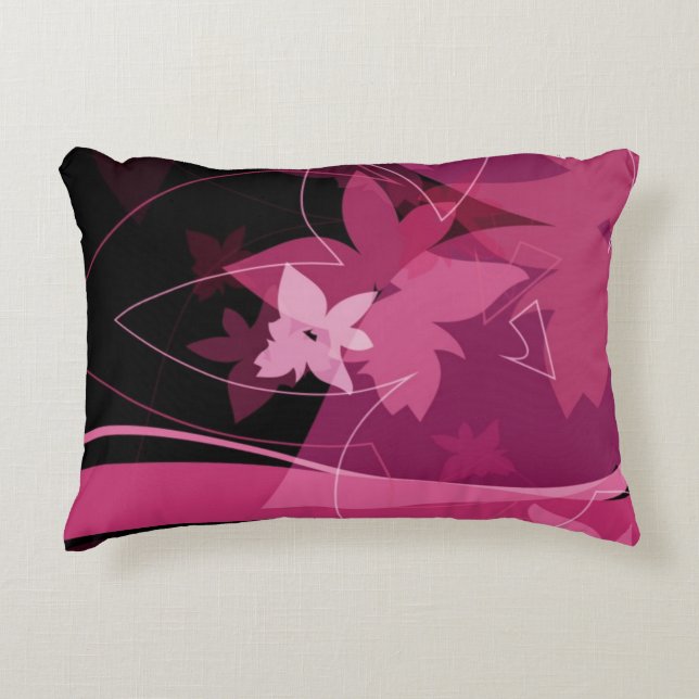 Magenta Floral Pattern Accent Pillow (Front)
