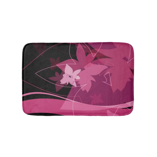 Magenta Floral Pattern Bathroom Mat (Front)