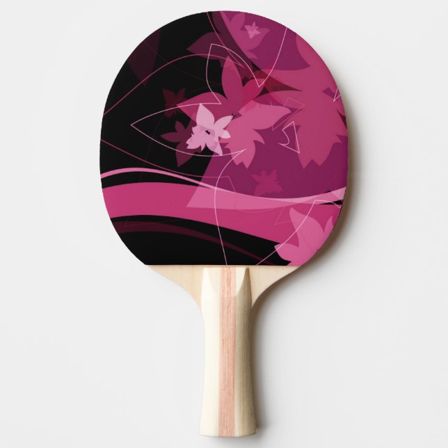 Magenta Floral Pattern Ping Pong Paddle (Front)