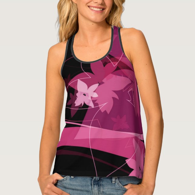 Magenta Floral Pattern Tank Top (Front)
